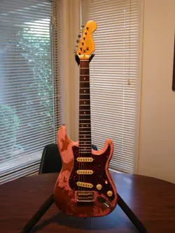 CRAZY CUSTOM MADE HEAVY RELIC PINK FENDER SQUIER MINI STRATOCASTER GUITAR