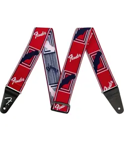 FENDER WEIGHLESS MONOGRAM GUITAR STRAP RED, WHITE, AND BLUE
