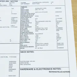 FENDER CUSTOM SHOP 58 RELIC TELECASTER NECK VINTAGE 10/56 V 5/4 MAPLE TELE NECK