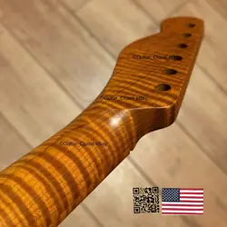 ROASTED FLAME MAPLE STAINLESS TELE NECK NITRO FITS TELECASTER FENDER TM22C