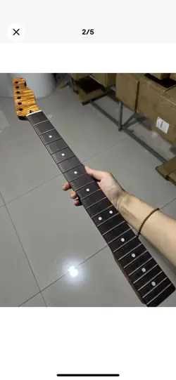 STAINLESS STEEL 22FRETS FENDER TELE ROSEWOOD ROASTED FLAME MAPLE GUITAR NECK