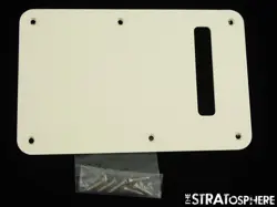 USED FENDER STRATOCASTER STRAT GUITAR PARTS TREMOLO BACK COVER, PARCHMENT