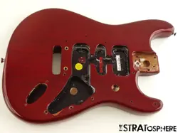 #14 USED 2009 FENDER AMERICAN DELUXE STRAT BODY USA SOLID MAHOGANY CRIMSON RED