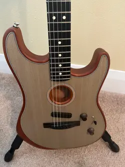 FENDER AMERICAN ACOUSTASONIC STRATOCASTER - TRANSPARENT SONIC BLUE W/BAG