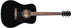 FENDER CD-60 DREADNOUGHT ACOUSTIC GUITAR V3 W/ CASE, WALNUT FINGERBOARD, BLACK