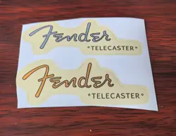 2PCS FENDER TELECASTER GUITAR BASS DIE CUT RETRO PVC HEADSTOCK DECALS STICKER