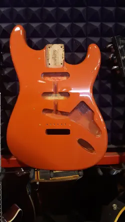 ALLPARTS FENDER LICENSED STRAT BODY, ALDER, FIESTA RED