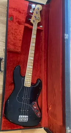 ORIGINAL 1977 VINTAGE FENDER JAZZ BASS BLACK ELECTRIC JAZZ BASS - OHSC
