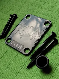 FENDER ~ TOM DELONGE NECK PLATE IN BLACK FOR STARCASTER STRATOCASTER TELECASTER