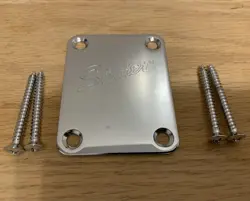 SQUIER BULLET STRAT NECK PLATE (2017) CHROME - PLATE FOR SQUIER GUITAR BY FENDER