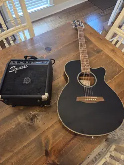 IBANEZ AEG10E-BK-3R-01 CUTAWAY RH THINBODY ACOUSTIC ELECTRIC W/FENDER SP10 AMP