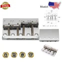 FIXED CHROME BRIDGE FOR 4 STRING FENDER BASS - EASY INSTALL WITH SCREWS INCLUDED