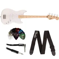 SQUIER SQUIER MAPLE FINGERBOARD BUNDLE WITH FENDER LOGO GUITAR STRAP BLACK