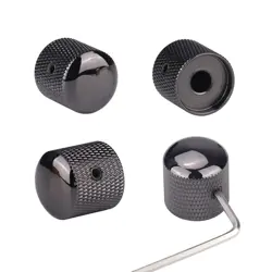 4PCS BLACK GUITAR KNOBS VOLUME TONE CONTROL WITH ALLEN SCREWS FOR FENDER GIBSON