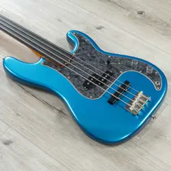 MINT FENDER TONY FRANKLIN FRETLESS PRECISION BASS, EBONY, LAKE PLACID BLUE