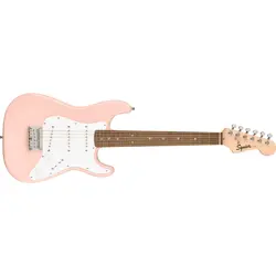 MINT SQUIER (FENDER) MINI STRATOCASTER GUITAR, LAUREL FINGERBOARD, SHELL PINK