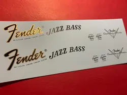 FENDER '68 JAZZ BASS GOLD METALLIC WATERSLIDE HEADSTOCK DECAL 2 PER LISTING
