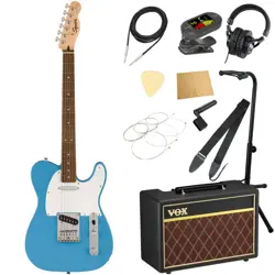 SQUIER BY FENDER SONIC TELECASTER LRL CAB WITH VOX AMP, 11-PIECE BEGINNER'S SET