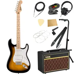 SQUIER BY FENDER SONIC STRATOCASTER MN 2TS WITH VOX AMP, 11-PIECE BEGINNER'S SET