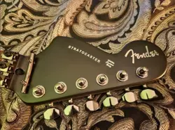 BLK&WHITE FENDER STRAT POLKA DOTTED GUITAR WITH REVERSE HEADSTOCK NECK