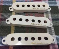 SET OF PARCHMENT WHITE FENDER STRATOCASTER NOISELESS PICKUP COVERS, STRAT