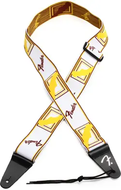 FENDER WEIGHLESS GUITAR STRAP - WHITE/BROWN/YELLOW