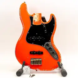 MJT FENDER JAZZ BASS LOADED ALDER BODY FIESTA RED W/ HEAVY RELIC FINISH