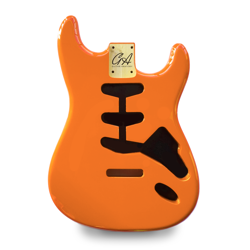 CORPO CHITARRA STRATOCASTER SSS PER FENDER  ARANCIONE CAPRI  2 PEZZI IN ONTANO