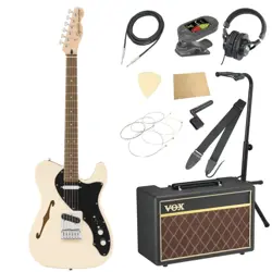 SQUIER BY FENDER AFFINITY SERIES TELECASTER THINLINE OLYMPIC WHITE WITH VOX AMP