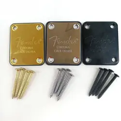ELECTRIC GUITAR NECK PLATE FOR FENDER STRAT TELE ENGRAVED FENDER LOGO GD/SS/BK