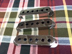 SET OF CHROME STRATOCASTER GUITAR PICKUP COVERS FOR FENDER STANDARD STRATOCASTER