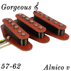 GORGEOUS RED 1957-62S ELECTRIC GUITAR PICKUP SET FOR FENDER STRATOCASTER GUITAR