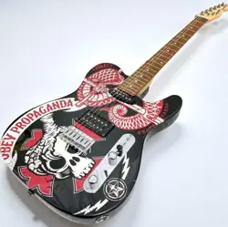SQUIER OBEY TELECASTER ELECTRIC GUITAR SKULL BLACK RARE FENDER SERIES