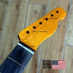 VINTAGE 21 FRET ROASTED MAPLE  ROSEWOOD TELE NECK NITRO SATIN FITS FENDER VTR1C