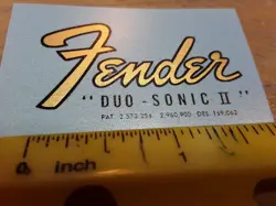FENDER DUO-SONIC 2 WATERSLIDE DECAL, METALLIC INK, PREMIUM DECAL REPRODUCTION