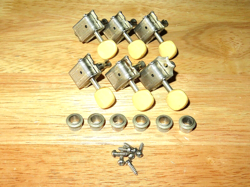 FENDER 1965 KLUSON NICKEL DELUXE INLINE TUNER W/ WHITE OVAL KEYS