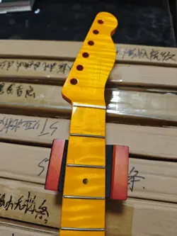 TIGER FLAME MAPLE YELLOW GLOSS GUITAR NECK 21 FRETS FOR FENDER TELE TL STYLE