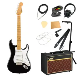 SQUIER BY FENDER CLASSIC VIBE '50S STRATOCASTER MN BLK WITH VOX AMP, 11-PIECE BE