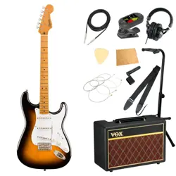 SQUIER BY FENDER CLASSIC VIBE '50S STRATOCASTER MN 2TS WITH VOX AMP, 11-PIECE BE