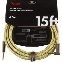 FENDER DELUXE SERIES INSTRUMENT CABLE, STRAIGHT/ANGLE, 15', TWEED