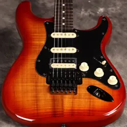 FENDER  FSR MIJ HYBRID II STRATOCASTER HSS KOA TOP BLACK HARDWARE S/N JD24026466