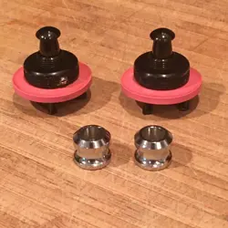 2 VINTAGE SCHALLER GERMANY BLACK STRAP LOCKS BONUS RUBBERS GUITAR FENDER BUTTONS