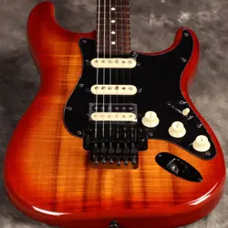 FENDER  FSR MIJ HYBRID II STRATOCASTER HSS KOA TOP BLACK HARDWARE S/N JD24026473