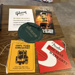LOT OF 5 GUITAR AMP GEAR HANGTAGS 2000S FENDER GIBSON JENSEN