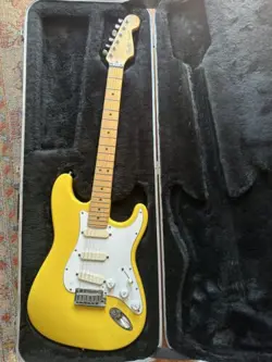 1987 FENDER STRAT PLUS GRAFFITI YELLOW LACE SENSORS