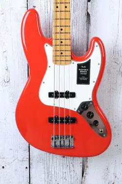 FENDER PLAYER II JAZZ BASS 4 STRING ELECTRIC BASS GUITAR CORAL RED FINISH