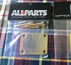 ALLPARTS GOLD NECKPLATE WITH MOUNTING SCREWS FOR FENDER GUITAR & BASS,STRAT,TELE