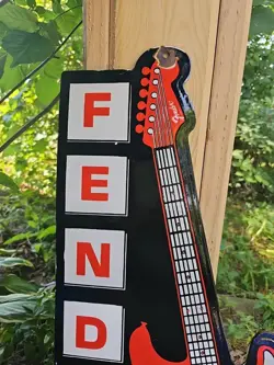 LARGE VINTAGE 1954 FENDER STRATOCASTER PORCELAIN SIGN 30