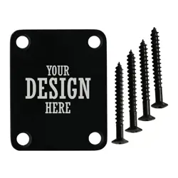 CUSTOM ENGRAVED BLACK & CHROME PLATED GUITAR NECK PLATE PERSONALIZED FIT FENDER