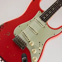 FENDER CUSTOM SHOP MICHAEL LANDAU 1963 RELIC STRATOCASTER FIESTA RED OVER 3TS